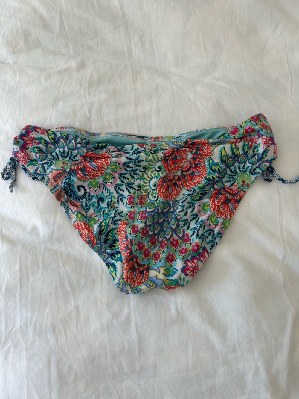 Profile Blue Bathing Suit Bottom Floral Teal Colorful Bikini Medium - Picture 4 of 6